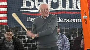 Bernie Sanders holds batting practice while meeting with Minor League Baseball players | Fox News Video