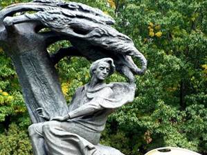 Image result for chopin statue warsaw poland