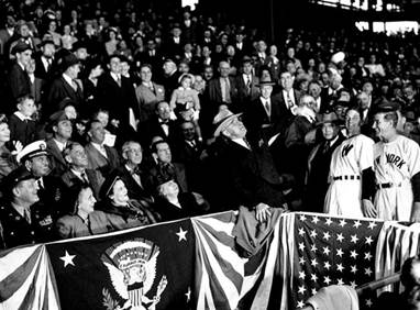 President Harry Truman throws first pitch, Griffith Stadium, 1948: 