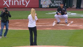 Image result for white sox first pitch hits photographer