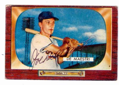 Joe De Maestri autographed baseball card (Kansas City A’s) 1955 Bowman #176 (67) Promo Code