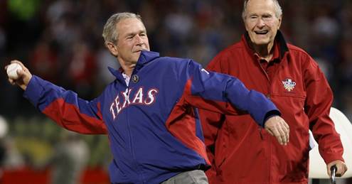 Image result for president bush texas rangers first pitch