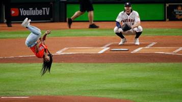 Image result for simone biles first pitch world series 2019