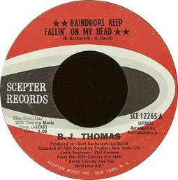 Image result for raindrops keep falling on my head record label