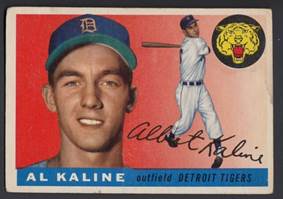 Vintage Al Kaline 1955 Topps Baseball Card #4 Tigers VG Stained