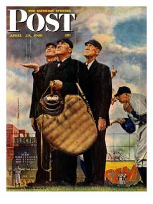 Bottom of the Sixth (Three Umpires) Saturday Evening Post Cover ...