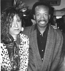 Allee Willis with Maurice White, founder of Earth, Wind & Fire — and already rocking her trademark hairdo.