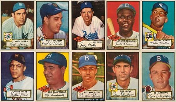 1952 Topps Baseball Cards - 12 Most Valuable - Wax Pack Gods