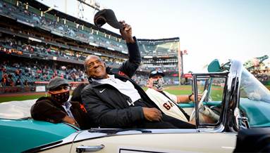 Willie Mays gets driven around the ballpark to celebrate his 90th birthday  : baseball