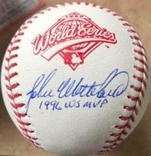Image 1 - John Wetteland 1996 W.S. MVP Autographed Rawlings Official 1996 World Series Bas