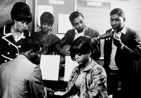 Symphony under construction: Holland Dozier Holland in the studio with the Supremes. 