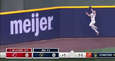 Brewers' Joey Wiemer makes an INCREDIBLE leaping catch to rob Reds' Elly De  La Cruz of a home run | FOX Sports