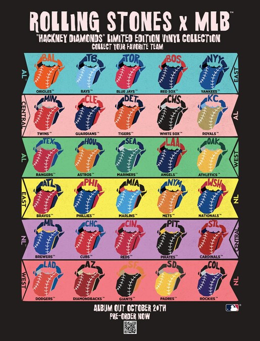 THE ROLLING STONES AND MAJOR LEAGUE BASEBALL TEAM UP TO RELEASE LIMITED  EDITION RUN OF EXCLUSIVE TEAM VERSIONS OF HACKNEY DIAMONDS
