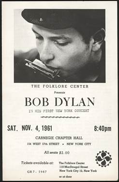 Lot Detail - Bob Dylan's 1961 First New York City Concert Program