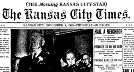 News Article, Kansas City Times (published as The Kansas City Times), November 4, 1948, p1.png
