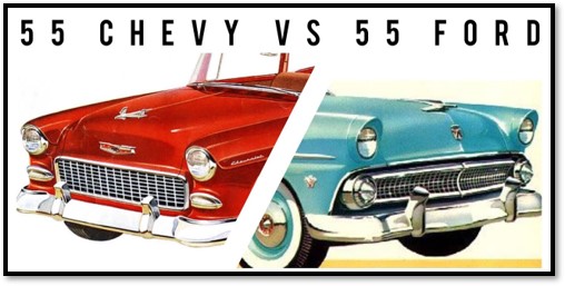 This vs that comparison 1955 Chevy vs 1955 Ford - YouTube