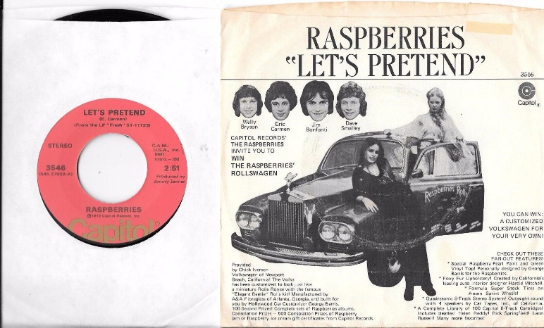 RASPBERRIES * 45 * Let's Pretend * 1972 * STOCK Vinyl * VG++ USA ORIGINAL w/ PS - Picture 1 of 2