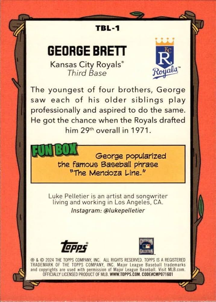 Amazon.com: 2024 TOPPS BIG LEAGUE LET'S GO #TBL-1 GEORGE BRETT KANSAS CITY  ROYALS BASEBALL OFFICIAL TRADING CARD OF MLB : Collectibles & Fine Art